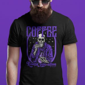 Coffee Keeps You Alive-Herren-Shirt-Schwarz