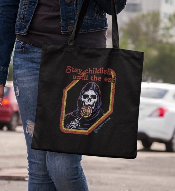 Stay Childish Until The End-Baumwolltasche-Schwarz